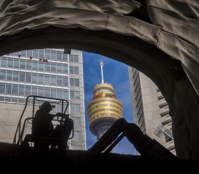 Construction Works Dig Up Underground View of Sydney Tower